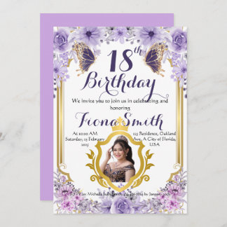 Lavender Dream Floral Geburtstag Einladungskarte Einladung
