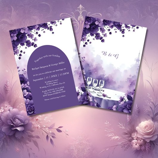 Lavender Dream Wedding in Paris mit Eiffelturm Einladung