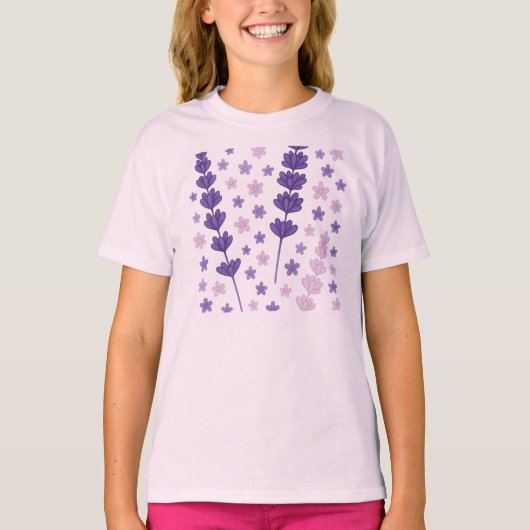 Lavender Dreams - Eleganter Lila und rosa, florale T-Shirt (Vorderseite)