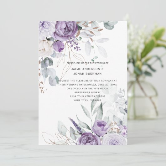 Lavender Dreams Wedding Einladung (Stehend Vorderseite)