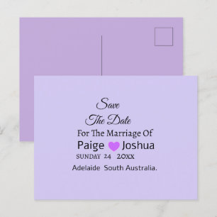 Lavender Drehung Moderne Typografie Hochzeit Feiertagspostkarte