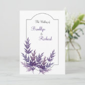 Lavender Dusty lila, botanische Hochzeit Einladung (Stehend Vorderseite)