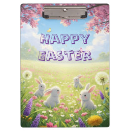 Lavender Easter Cute White Bunny Floral Spring  Klemmbrett