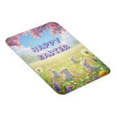 Lavender Easter Cute White Bunny Floral Spring  Magnet (Rechte Seite)