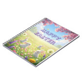 Lavender Easter Cute White Bunny Floral Spring  Notizblock (Linke Seite)