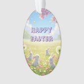 Lavender Easter Cute White Bunny Floral Spring  Ornament (Vorderseite)