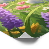 Lavender Easter Cute White Bunny Floral Spring  Poster (Ecke)