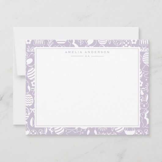 Lavender Easter Egg Frame Note Card Einladung (Vorderseite)