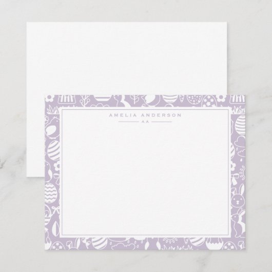 Lavender Easter Egg Frame Note Card Einladung (Vorne/Hinten)