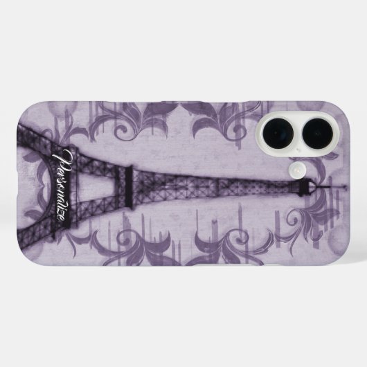 Lavender Eiffel Tower iPhone Case (Rückseite (Horizontal))