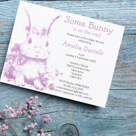Lavender Einige Bunny kommt Baby Dusche Einladung