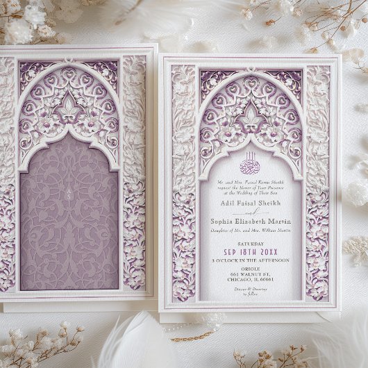Lavender Elegance Ismic Wedding Einladung