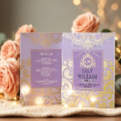 Lavender Elegant Artdeco Diamond Monogram Wedding Folieneinladung