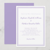 Lavender Elegant Classic Minimalist Wedding Script Einladung (Vorne/Hinten)