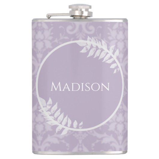 Lavender Elegant Damask Flask Flachmann (Vorderseite)