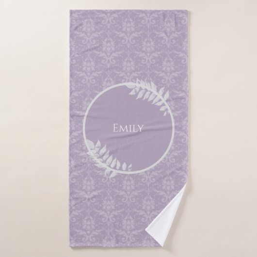 Lavender Elegant Damask Personalisiert Badhandtuch Set (Badehandtuch)