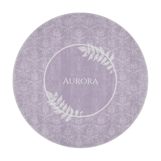Lavender Elegant Damask Personalisiert Schneidebrett (Vorderseite)