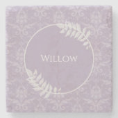 Lavender Elegant Damask Personalisiert Steinuntersetzer (Vorderseite)