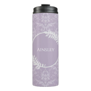 Lavender Elegant Damask Personalisiert Thermosbecher