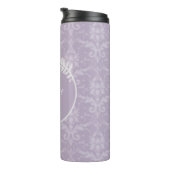 Lavender Elegant Damask Personalisiert Thermosbecher (Nach rechts gedreht)