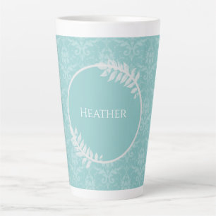 Lavender Elegant Damask Personalisierte Latte-Tass Milchtasse