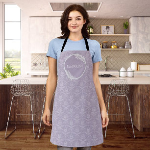 Lavender Elegant Damask Personalisierte Schürze