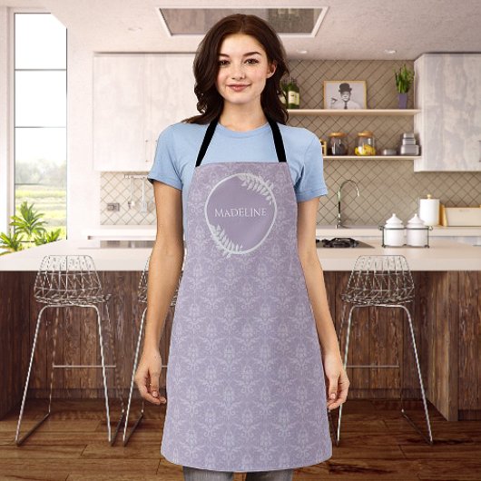 Lavender Elegant Damask Personalisierte Schürze