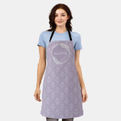 Lavender Elegant Damask Personalisierte Schürze (Getragen)