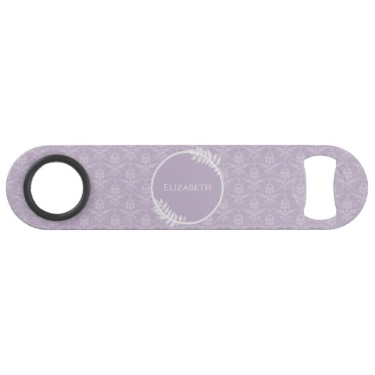 Lavender Elegant Damask Personalisierter Bar Key (Vorderseite (Horizontal))