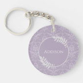 Lavender Elegant Damask Personalisierter Schlüssel Schlüsselanhänger (Vorderseite)
