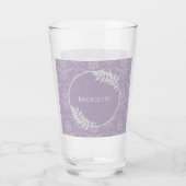 Lavender Elegant Damask Personalisiertes Glas (Rückseite)