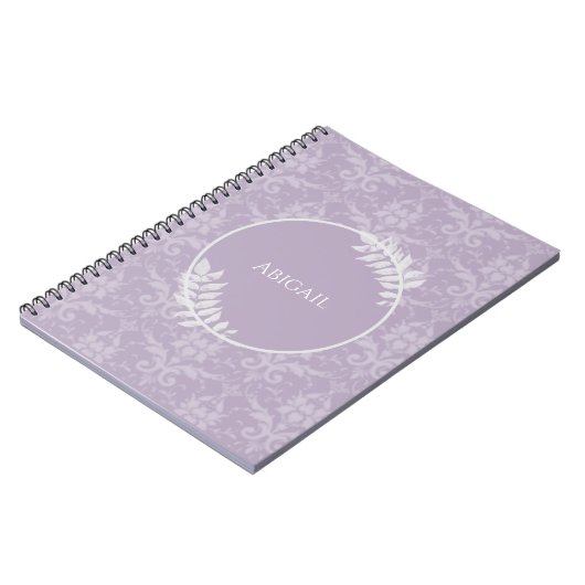 Lavender Elegant Damask Personalisiertes Notebook Notizblock (Linke Seite)