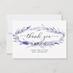Lavender Elegant Floral Lilac Mauve Brautparty Dankeskarte
