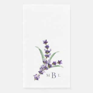 Lavender Elegant Foliage Monogram Wedding Serviette