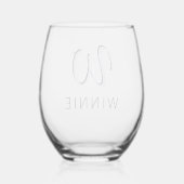 Lavender Elegant Initial Black Name | Modern Weinglas Ohne Stiel (Rückseite)
