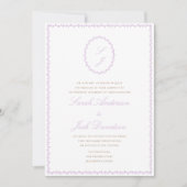 Lavender Elegant Minimal Monogram Einladung (Vorderseite)