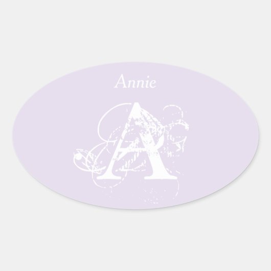 Lavender Elegant Modern Simple Typografy Monogra. Ovaler Aufkleber (Vorderseite)