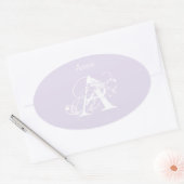 Lavender Elegant Modern Simple Typografy Monogra. Ovaler Aufkleber (Umschlag)