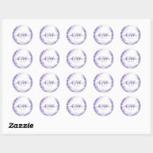 Lavender Elegant Watercolor Monogram Wedding Runder Aufkleber (Blatt)