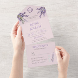 Lavender Elegant Wedding alle in einer Einladung