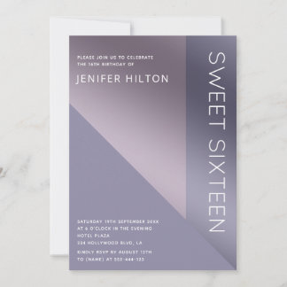 Lavender elegante Farbblock 16 . Geburtstag Einlad Einladung
