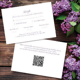 Lavender Elegante Script Wedding RSVP mit QR Code