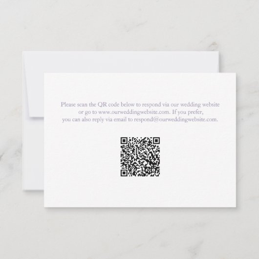 Lavender Elegante Script Wedding RSVP mit QR Code Karte (Rückseite)