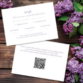 Lavender Elegante Script Wedding RSVP mit QR Code Karte