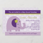 Lavender Elephant Baby Dusche Einladung (Vorne/Hinten)