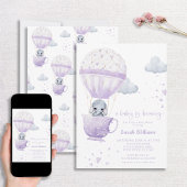 Lavender Elephant Baby wird Baby-Dusche Einladung