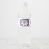 Lavender Elephant Girl Dot Baby Dusche Wasserflaschenetikett (Vorderseite)