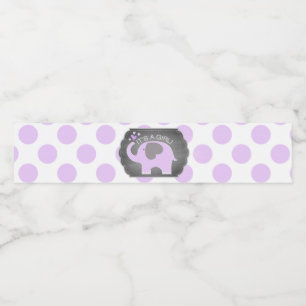 Lavender Elephant Girl Dot Baby Dusche Wasserflaschenetikett