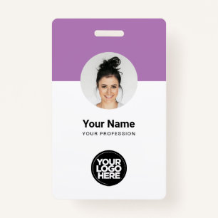 Lavender Employee Modern ID Card Minimalistisch QR Ausweis