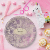 Lavender Ephemera Damask Wedding Pappteller (Party)